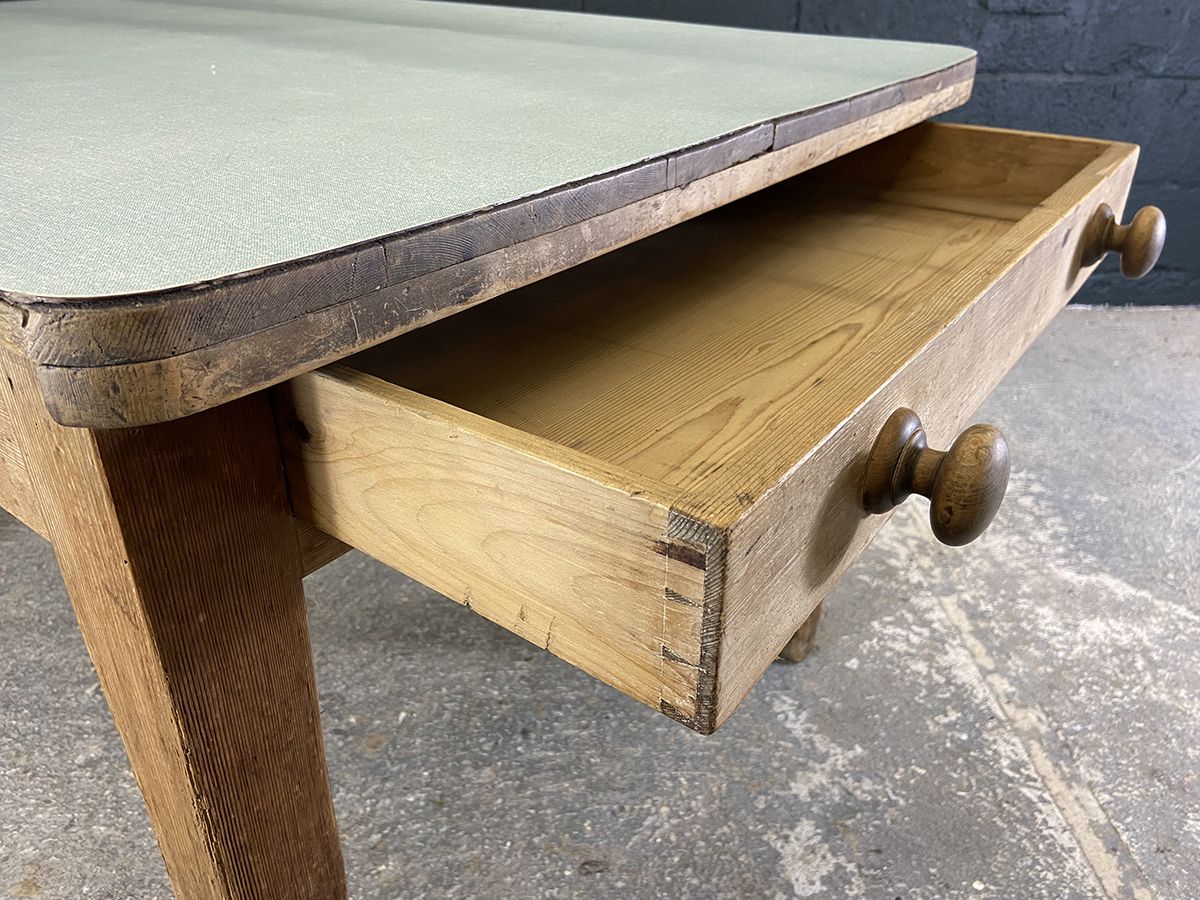 Antique Pine Farmhouse Table With Formica Top photo vintage