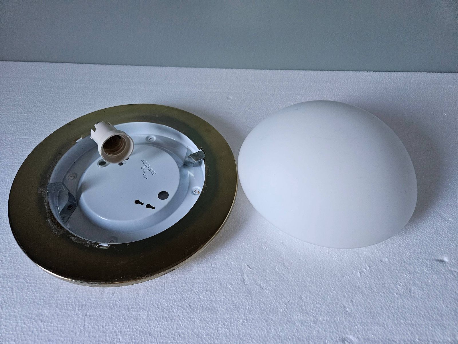 Set Of 2 / Vintage Glass Flush Mount Ceiling Lights, Gold Wall Lamps, Glass Ceiling Lamps, Brass Lamps, Wall Sconces photo vinterior