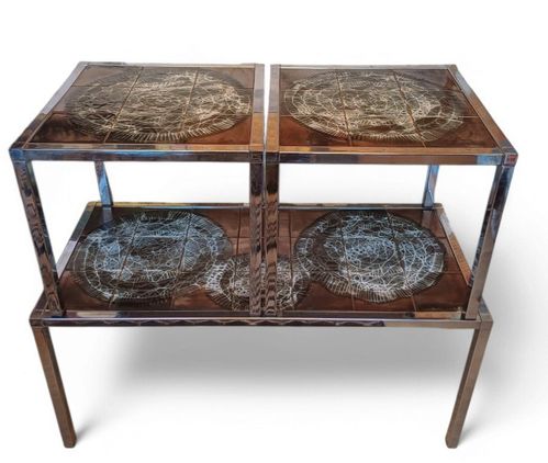 Juliette Berlarti Ceramic & Chrome Nest Of Tables Mid Century photo Furniture