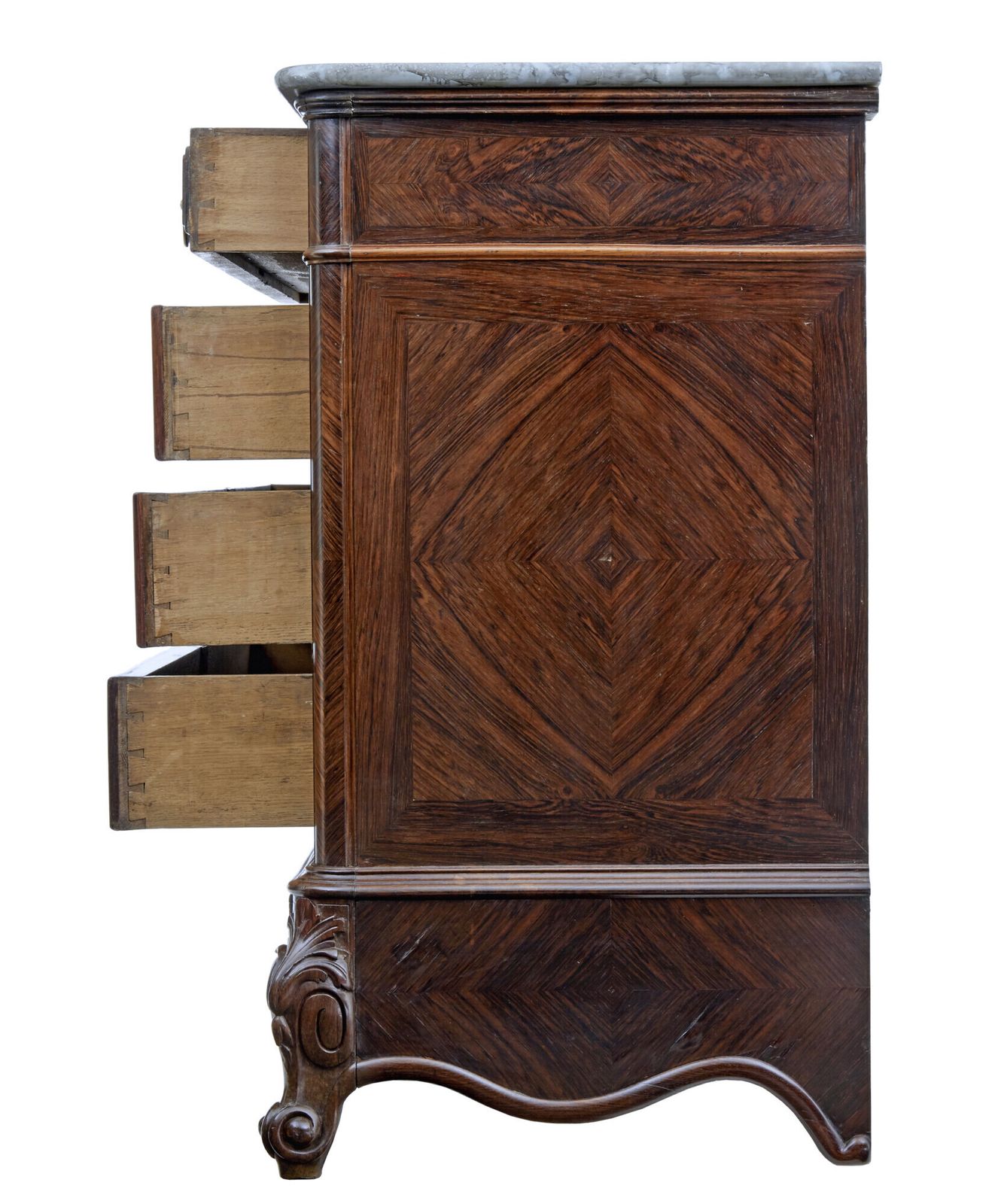 19th Century French Palisander Chest Of Drawers With Faux Marble Top photo buy