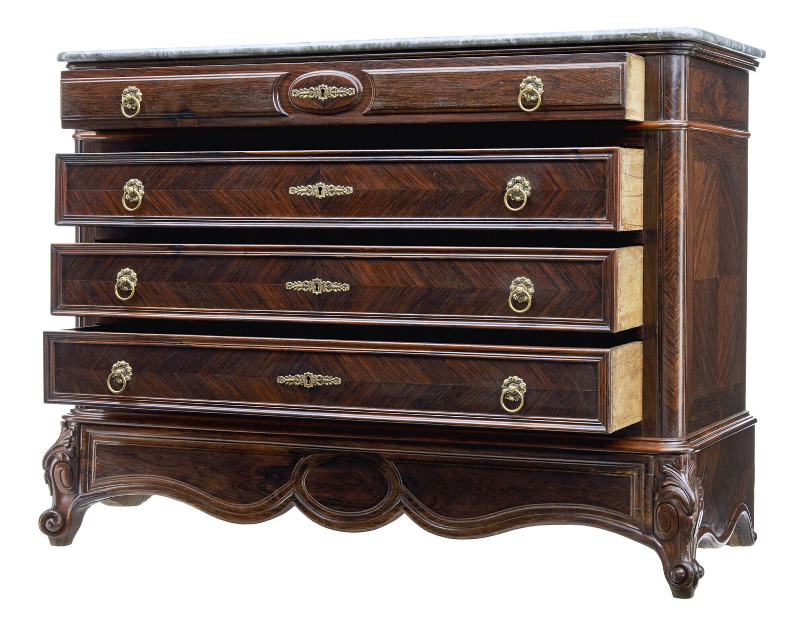 19th Century French Palisander Chest Of Drawers With Faux Marble Top photo vintage