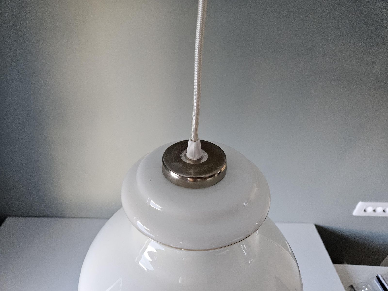 photo furniture Vintage Opaline Glass Pendant Lamp, Kitchen Ceiling Light, 70's Lamp, White Kitchen Hanging Lamp, Retro Lamp, Mid Century Lamp, Mcm