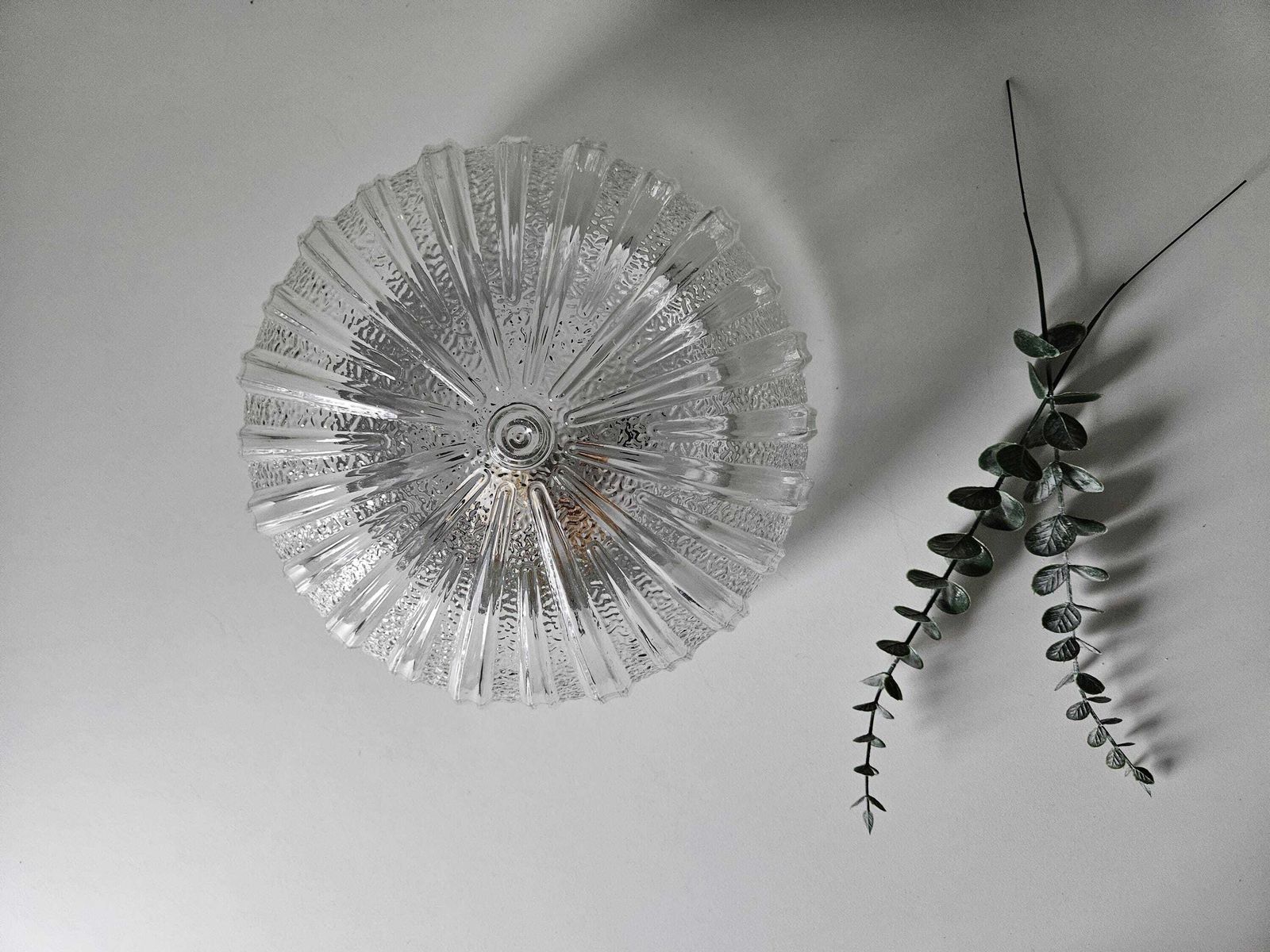 Large 9.8" Vintage Flush Mount Ceiling Light, Glass Wall Lamp, Mid Century Modern, Plafoniera, Round Glass Sconce, Yu 70's photo buy