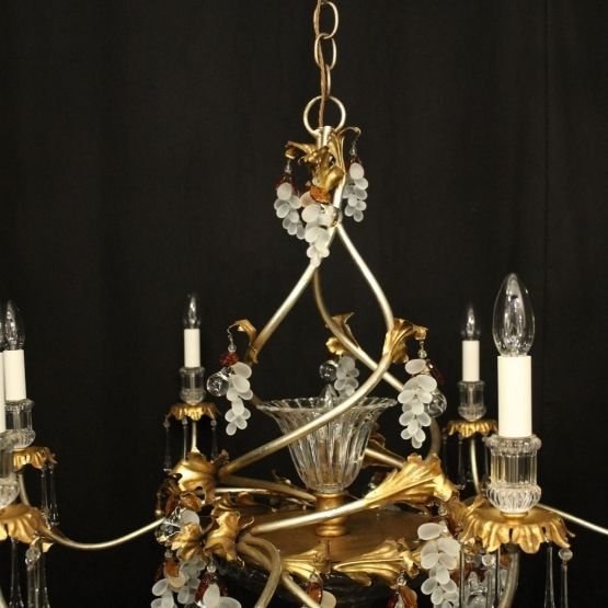 Banci Firenze Gilt & Crystal Floral Chandelier photo vintage