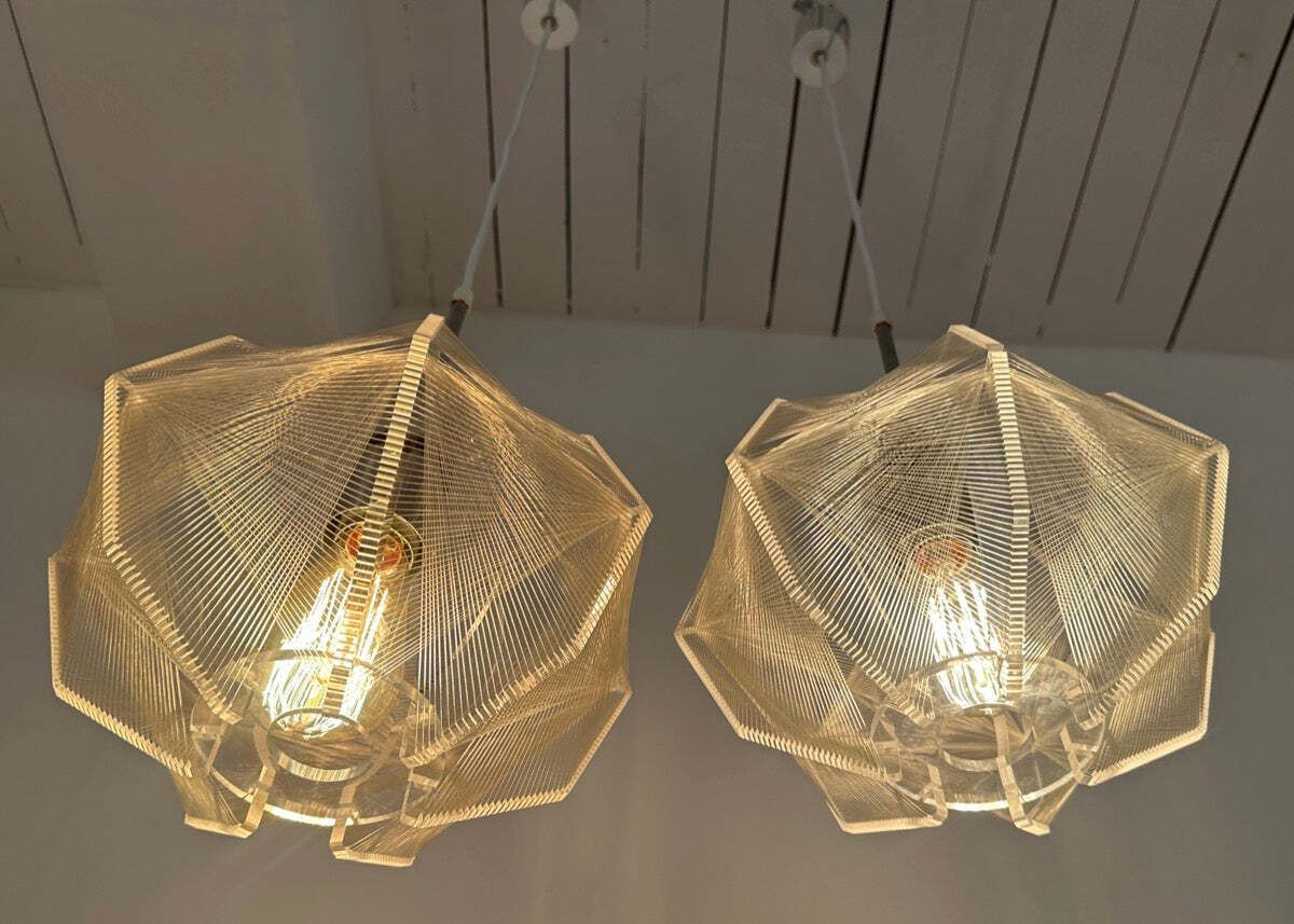 Pair Of 1970s Space Age Sompex Nylon And Perspex Pendant Hanging Lights By French Designer Paul Secon photo buy