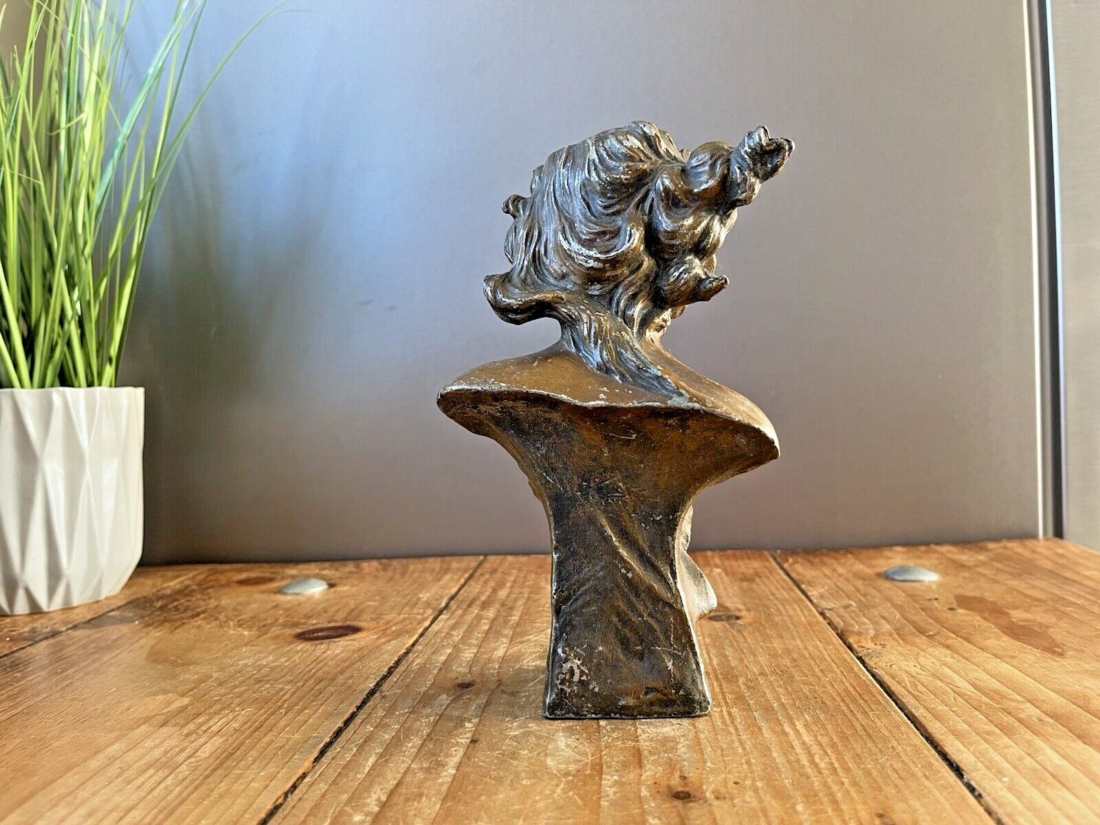 photo for sale French Art Nouveau Bronzed Spelter Cleopatra Cleopatre Bust Statue Desk Ornament