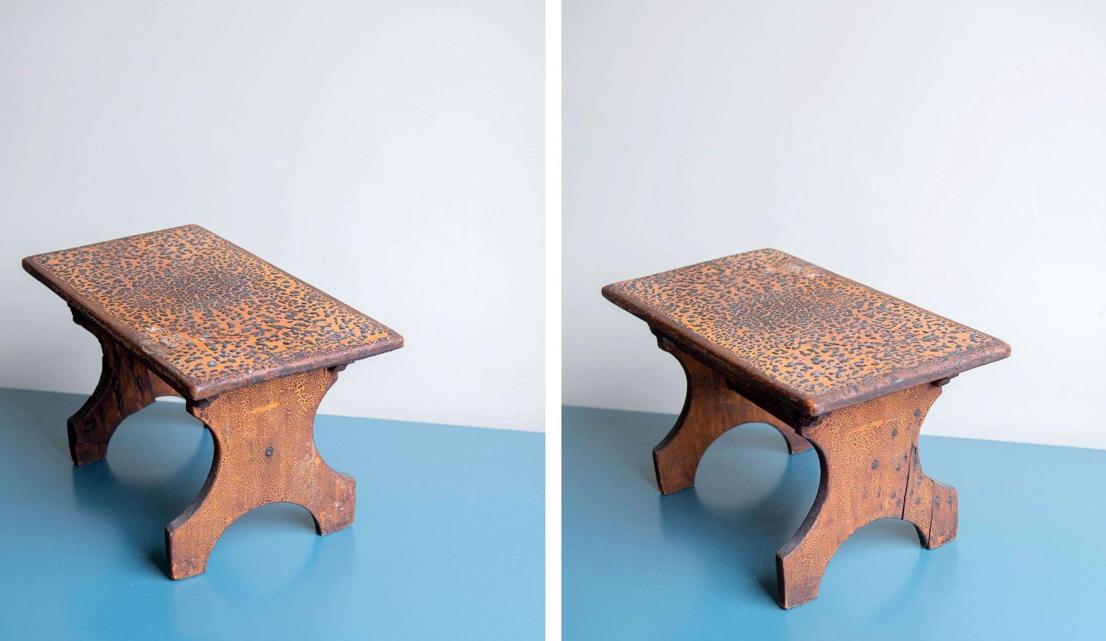 Antiek Houten Krukje, Handgesneden Tabouret, Decoratief Bijzettafeltje, Rustiek Victoriaans Plantenstandaard, Kleine Bank photo vinterior