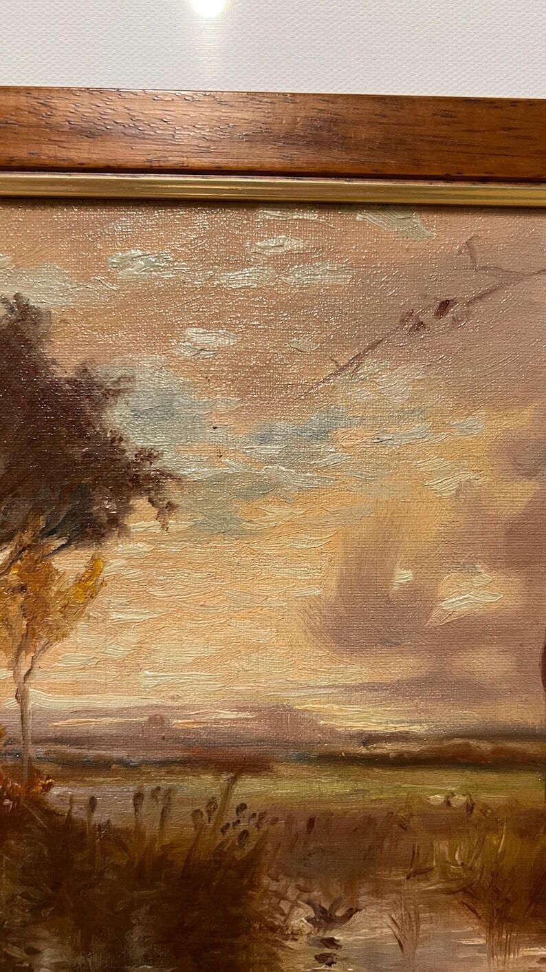 1920 Original Oil Painting By Charles Wray – Tranquil Landscape photo vinterior