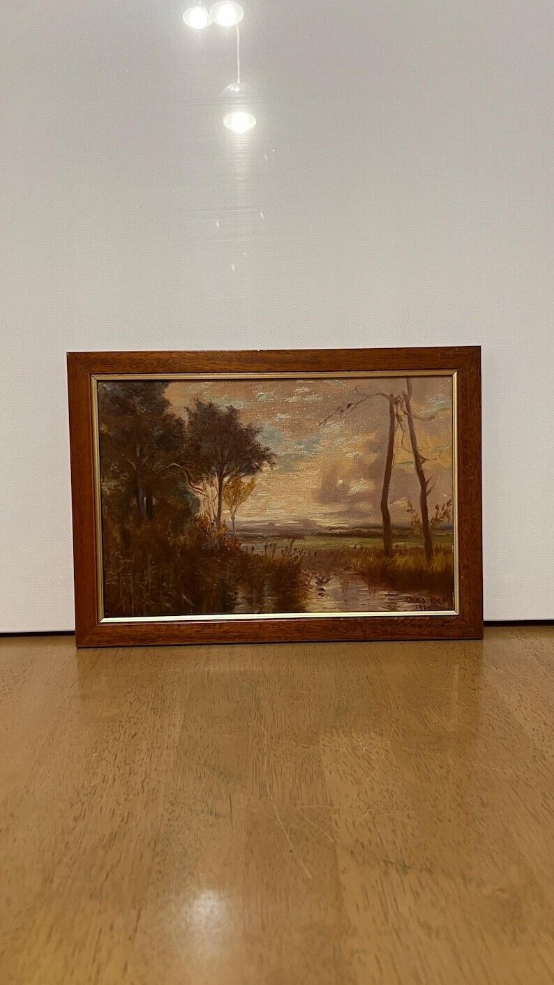 photo for sale 1920 Original Oil Painting By Charles Wray – Tranquil Landscape