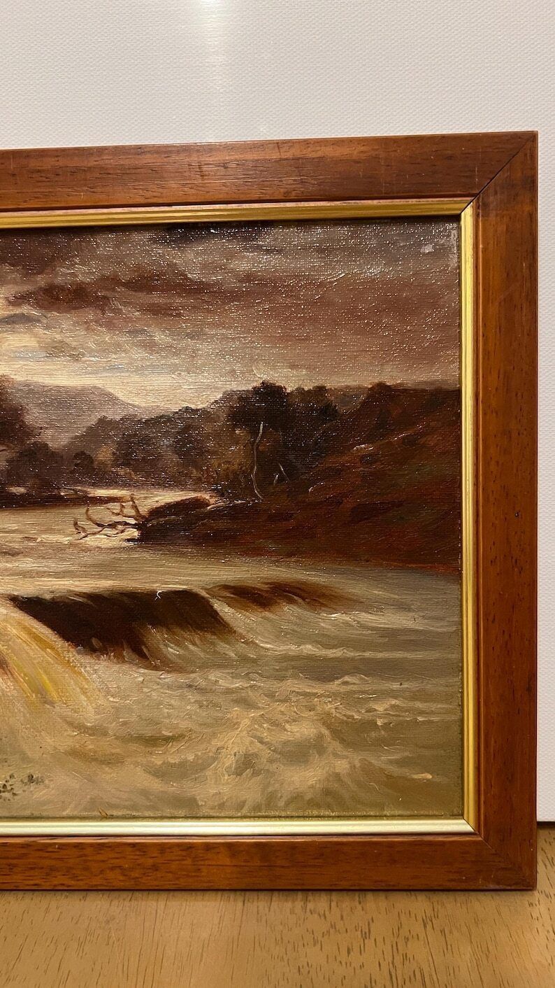 1920 Oil Painting By Charles Wray – Dramatic Landscape With River & Falls photo 229.0