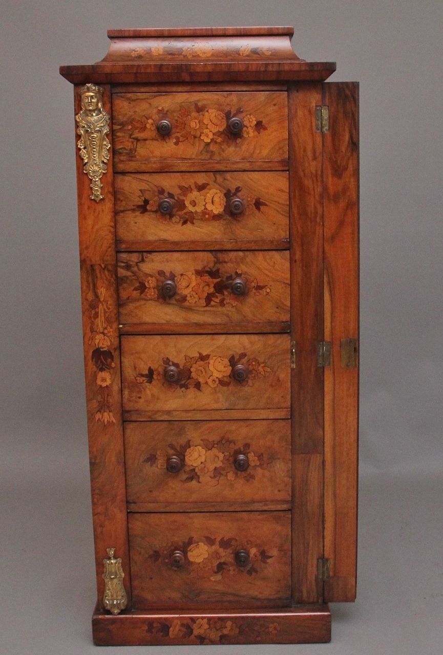 19th Century Walnut & Marquetry Wellington Chest photo furniture