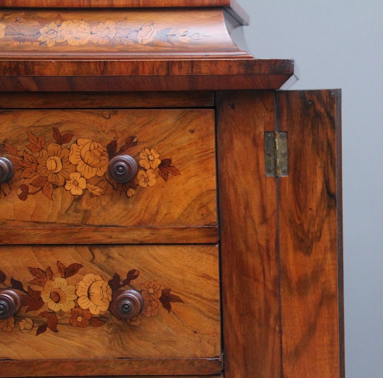 photo for sale 19th Century Walnut & Marquetry Wellington Chest
