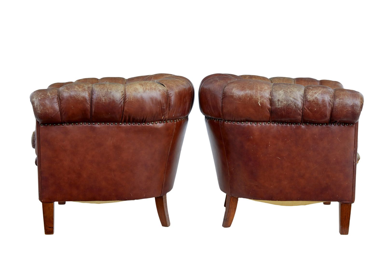 Pair Of Early 20th Century Leather Lounge Armchairs photo vintage