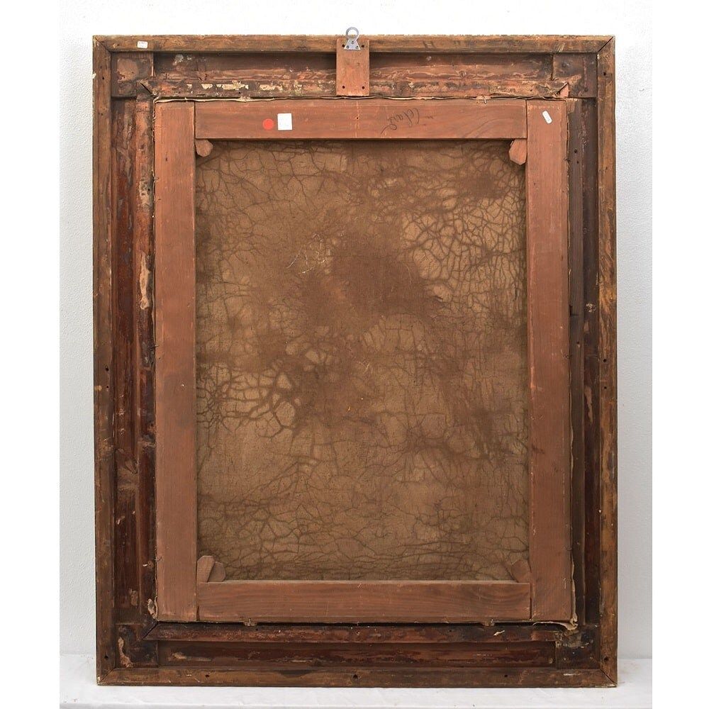 photo for sale Antique Flower Painting, Mallow And Hibiscus Flowers, Oil On Canvas, Late 19th Century. (Qf648)