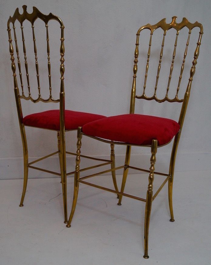 A Pair Of Mid 20th Century Italian Chiavari Brass Chairs   Free Delivery To England And Wales