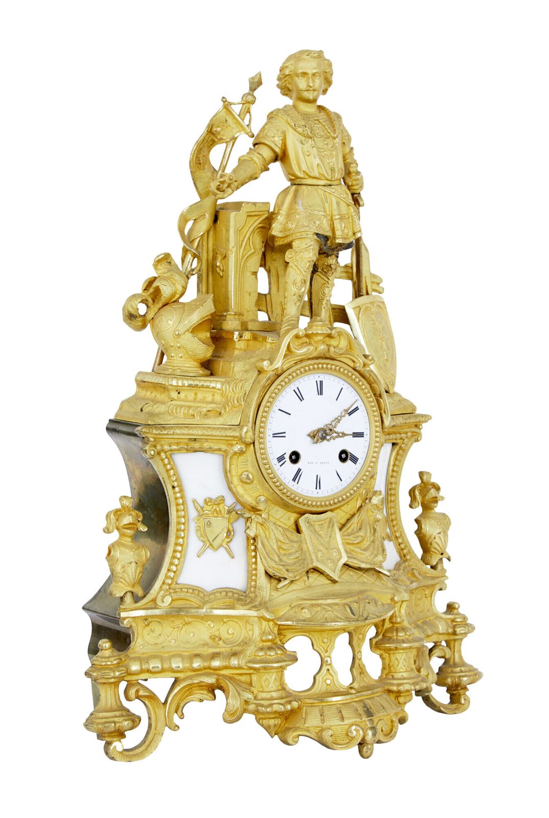 Home Decor 19th Century French Ormolu And Marble Figural Mantel Clock photo