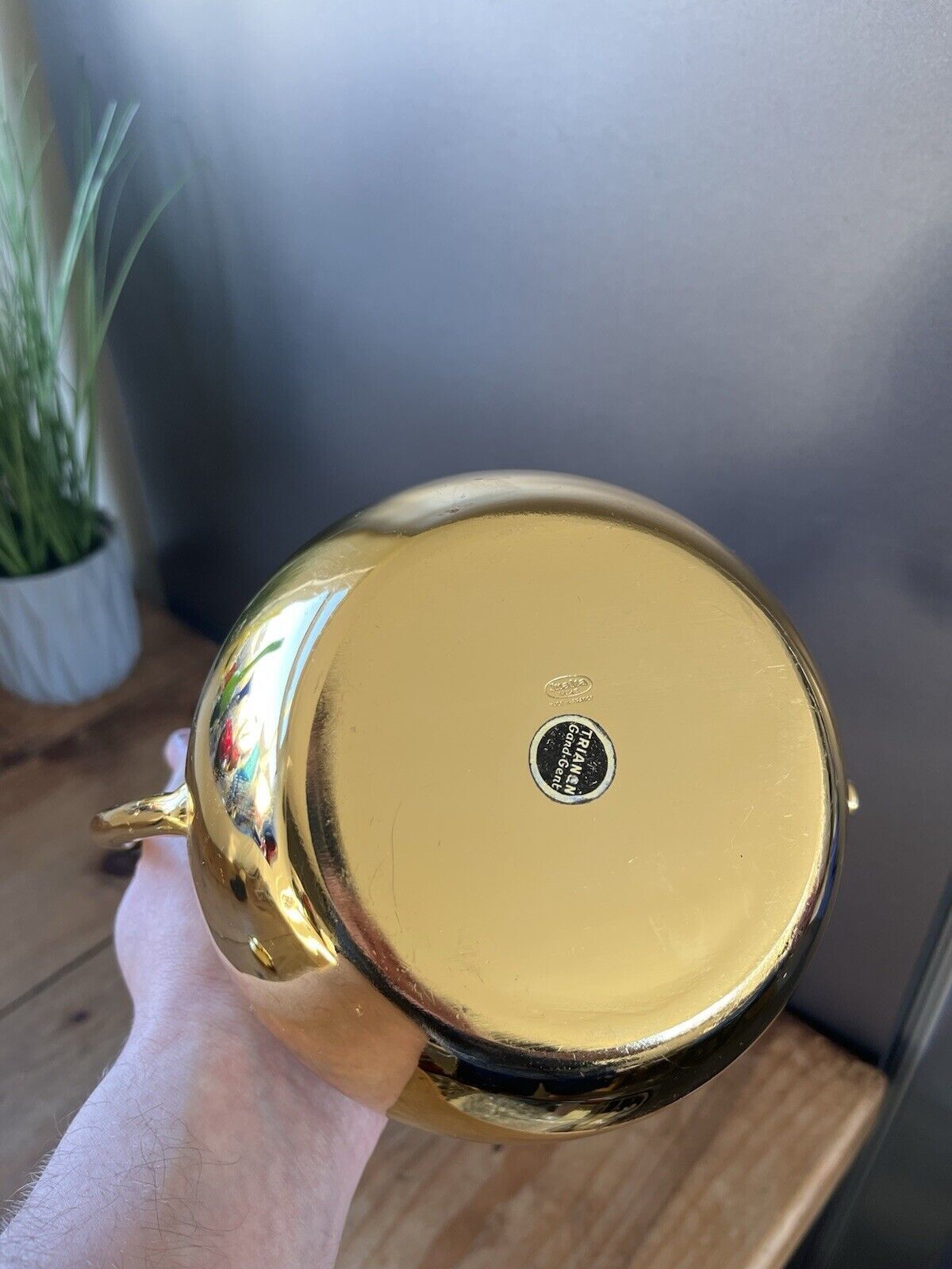 photo vinterior Mid Century 60's Art Deco Style Modernist French Inalta Luxe Kettle Woven Handle