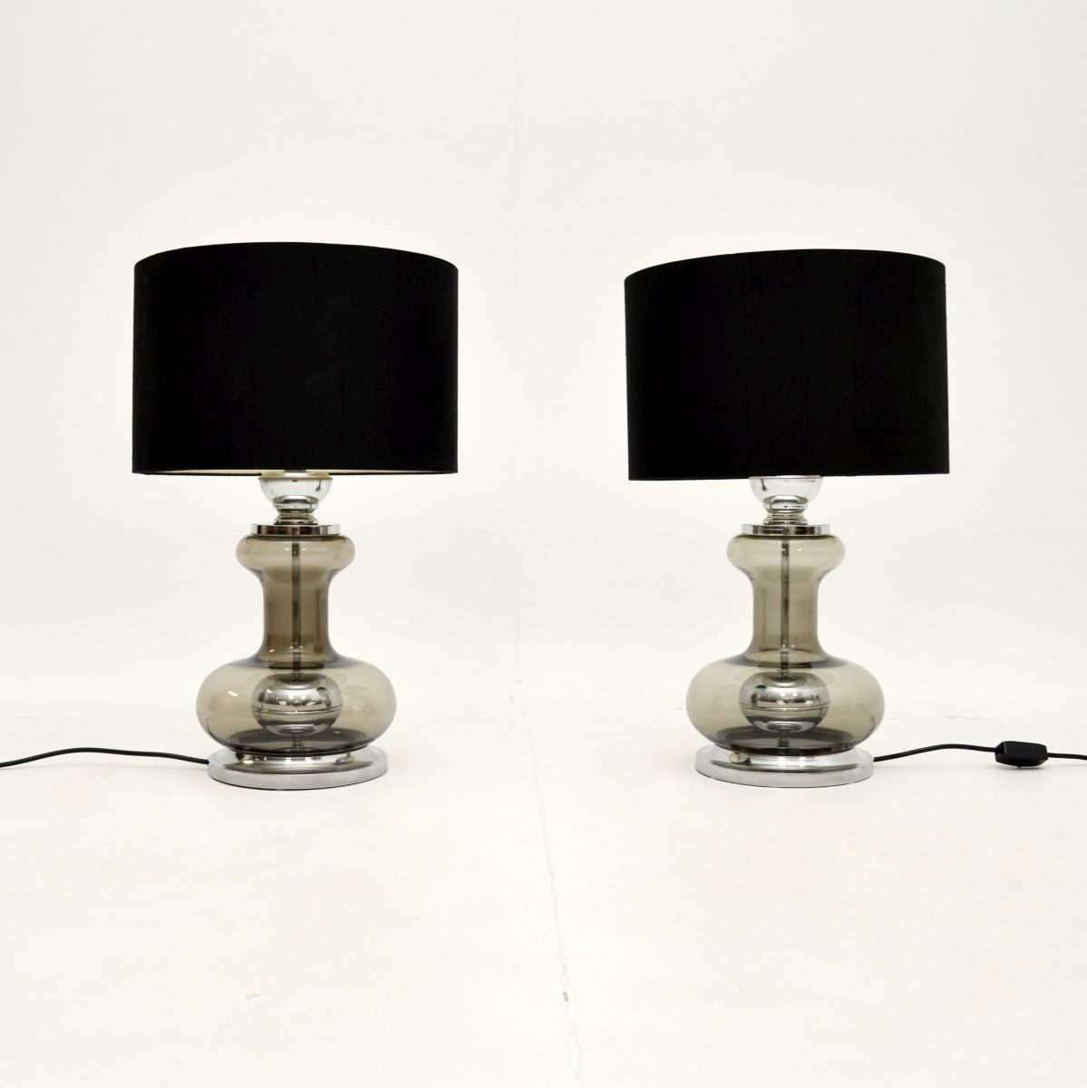Pair Of Vintage French Glass And Chrome Table Lamps photo furniture