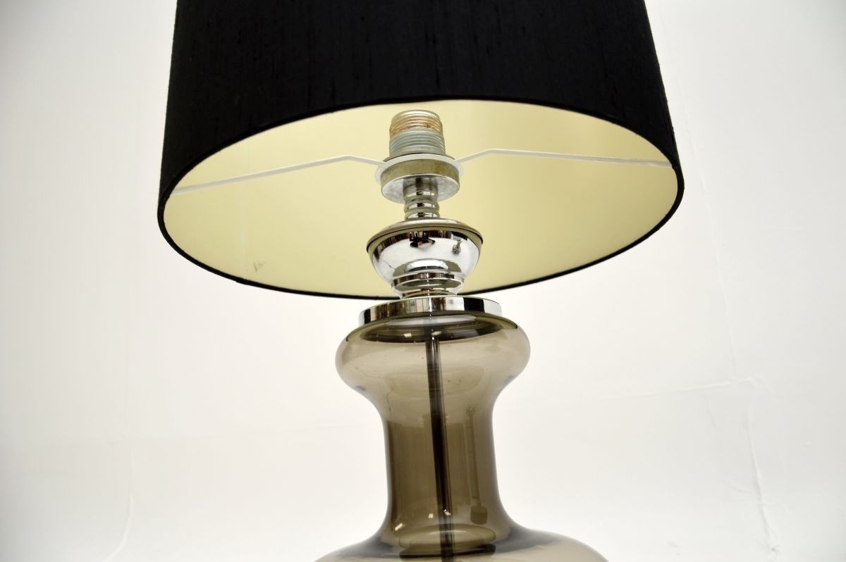 Pair Of Vintage French Glass And Chrome Table Lamps photo vinterior