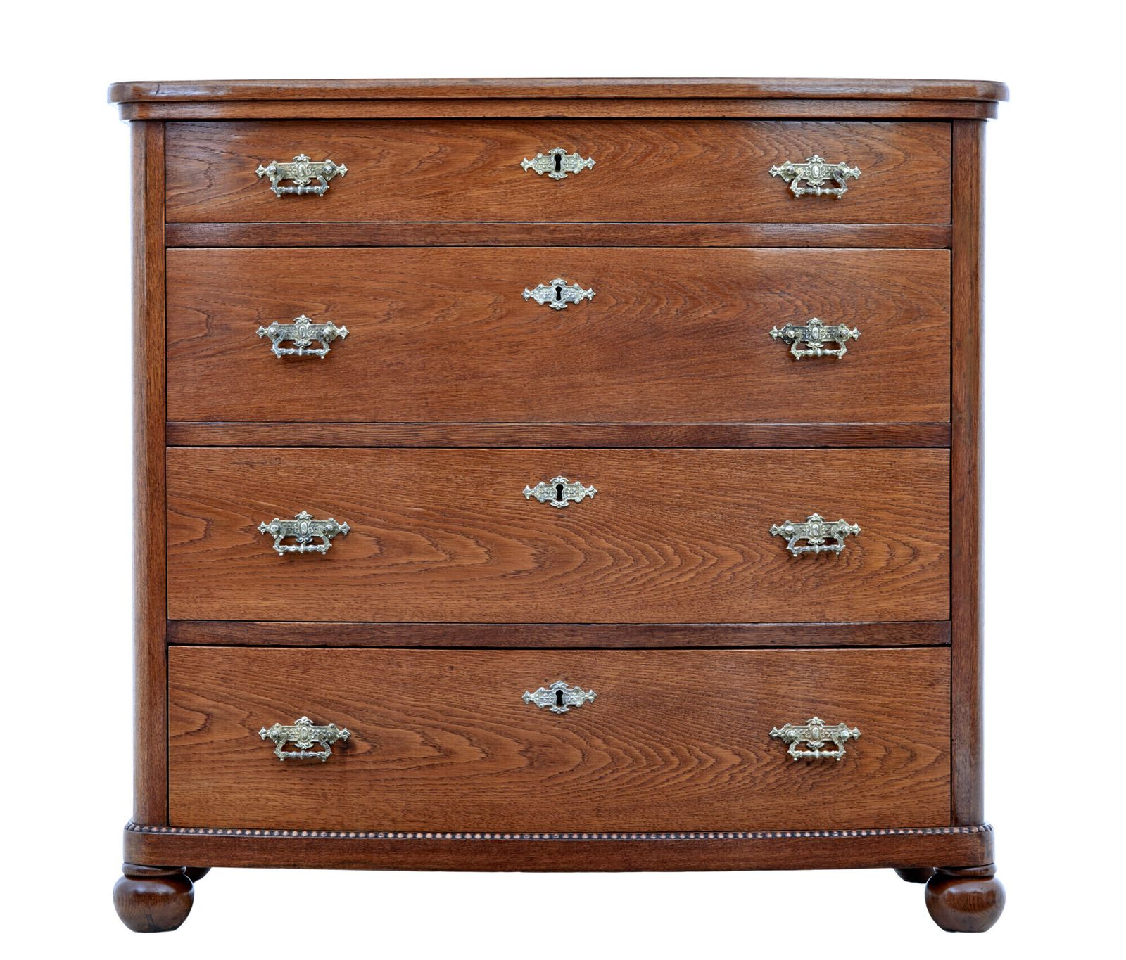 photo for sale 19th Century Bow Front Oak Chest Of Drawers