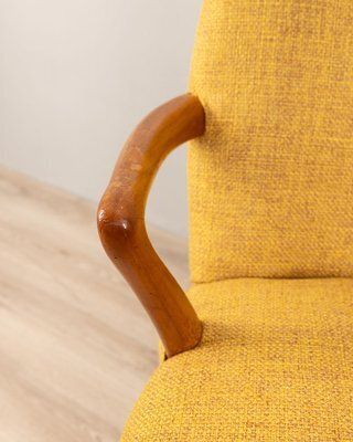 Vintage Italian Armchair In Yellow Fabric, 1960s photo vintage