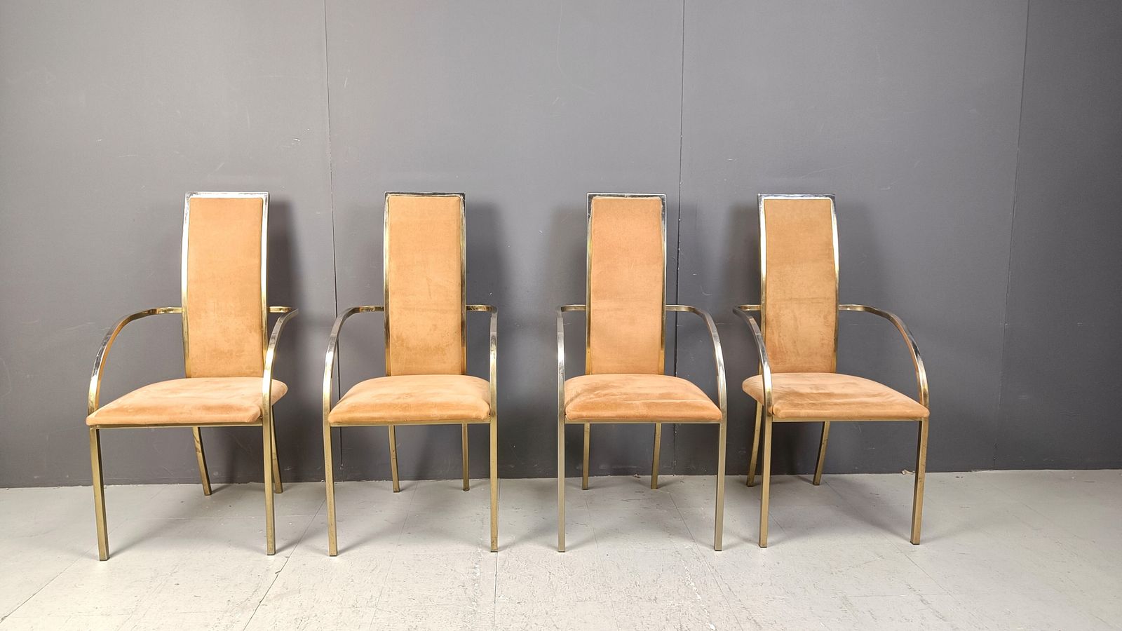 Brass Dining Chairs By Belgochrom, 1970s   Set Of 4 photo furniture
