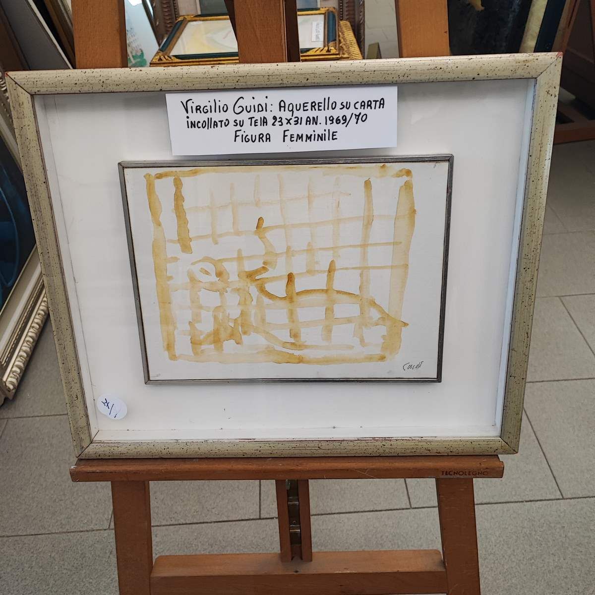 Virgilio Guidi Watercolor On Cardboard, 23 X 31 Cm