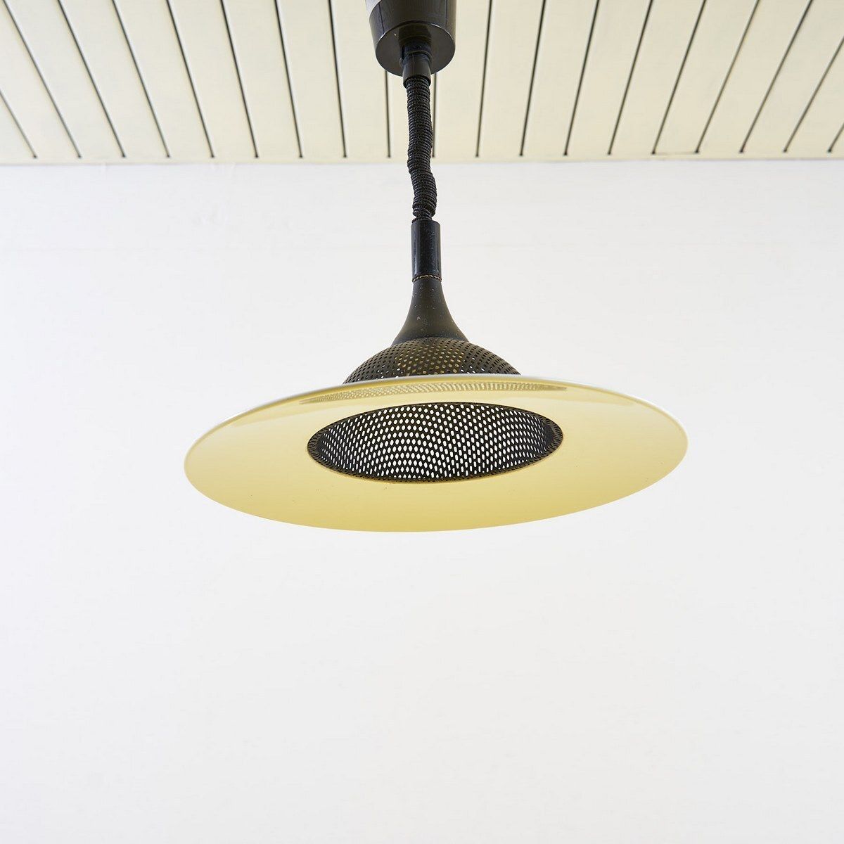 70s Chandelier In Enameled Metal photo for sale