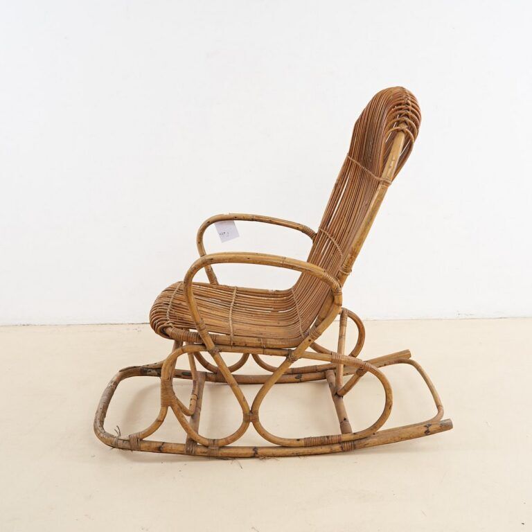 Rattan Rocking Chair, 1960s, Vintage photo Furniture