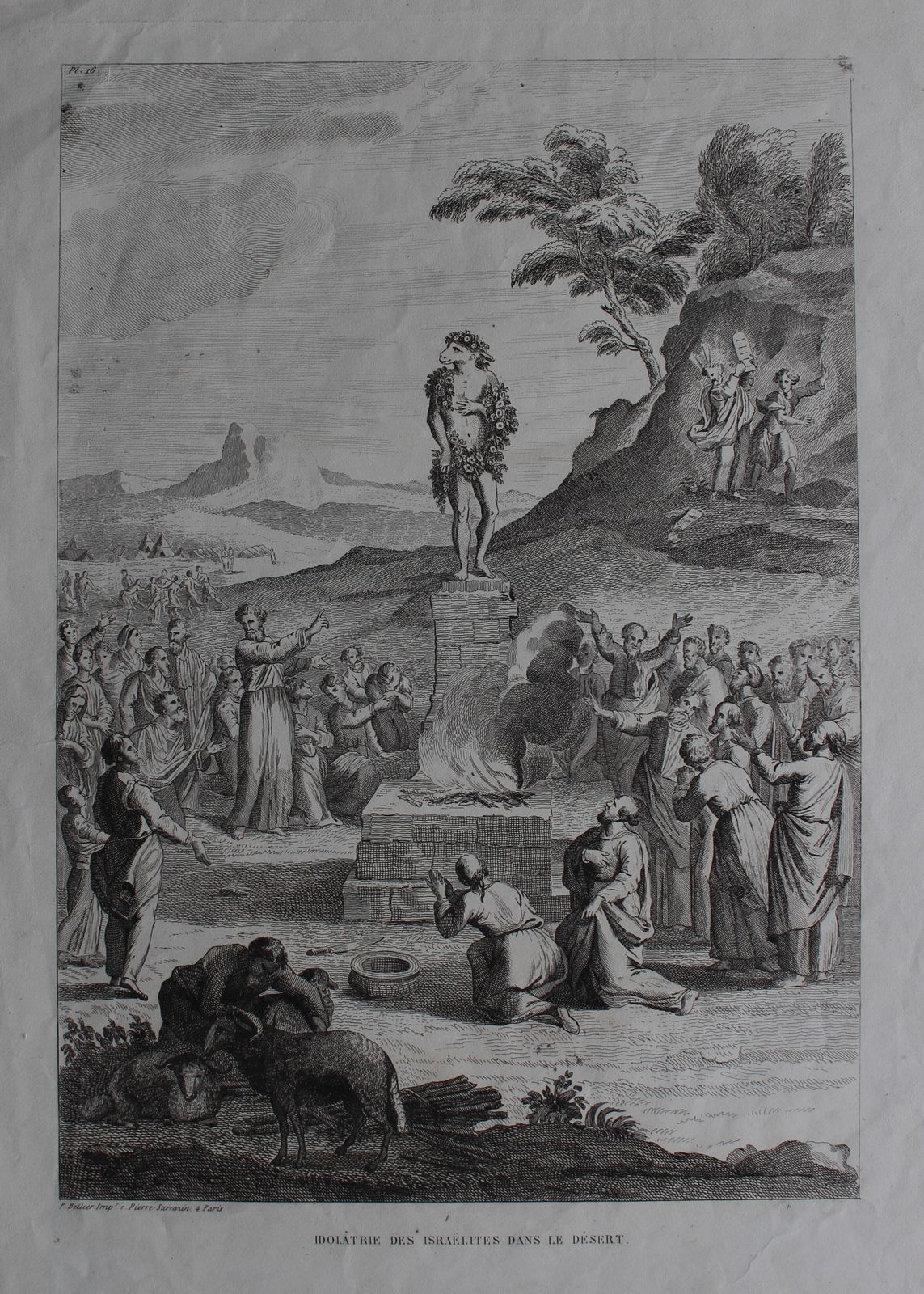 1750 Antique Engraving ‘Idolatrie Des Israelites Dans Le Desert’ By P Bellier