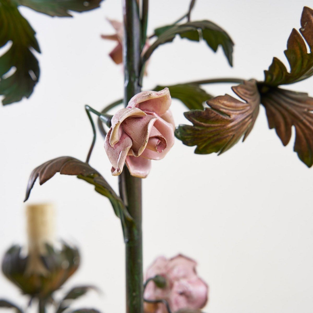 Vintage Floral Metal Chandelier photo for sale