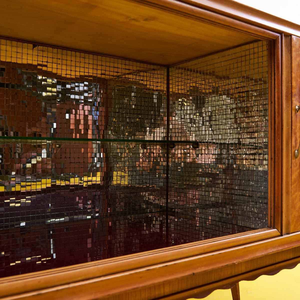 50's Light Wood Bar Sideboard With Mirror photo furniture