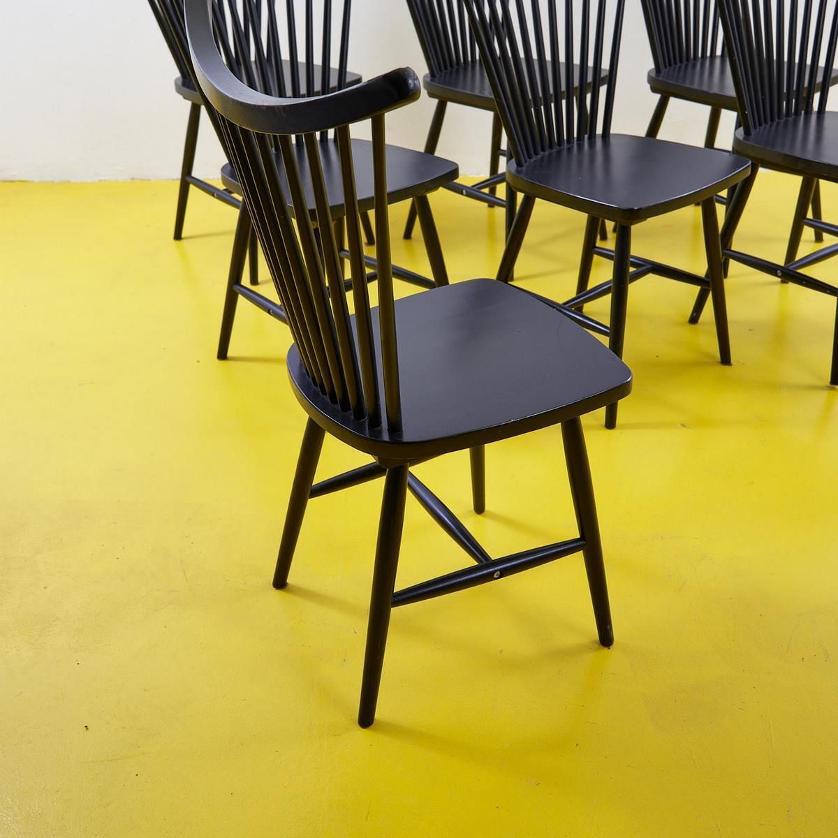 Vintage Black Wooden Chairs, 1990s photo 576.0