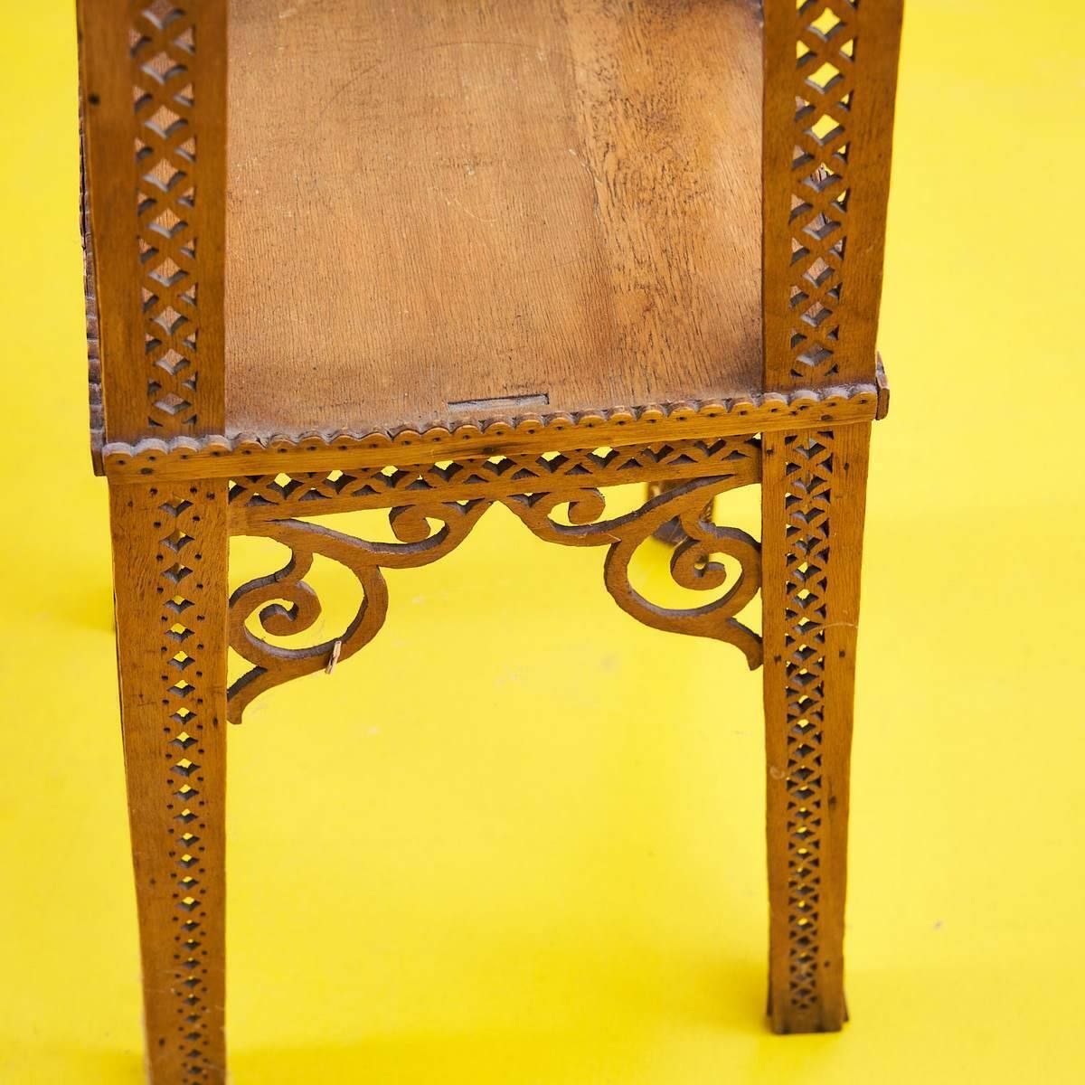 60's Carved Wooden Plant Holder photo Home Decor