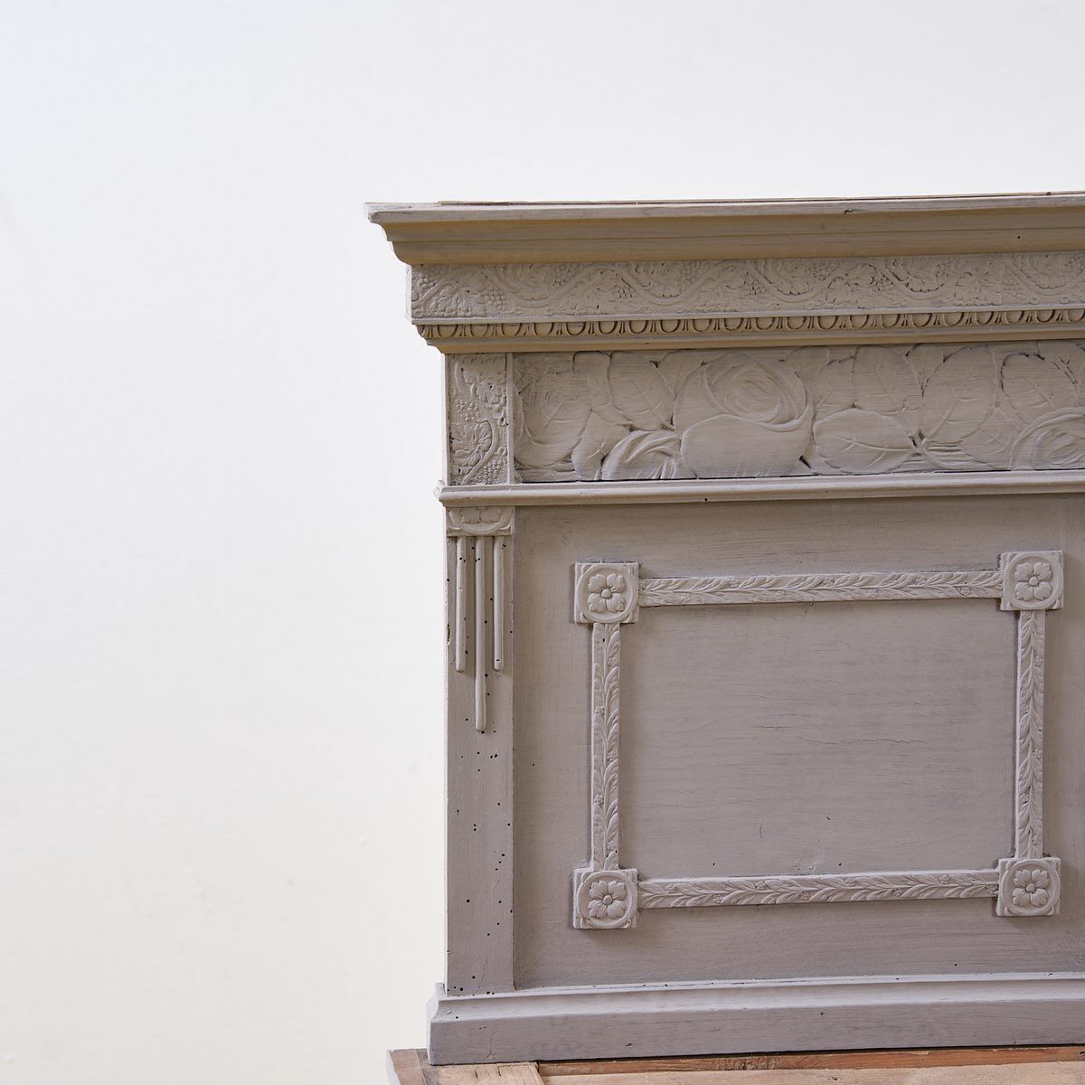 Furniture Pair Of Dove Grey Wooden Bedside Tables From The 40s photo