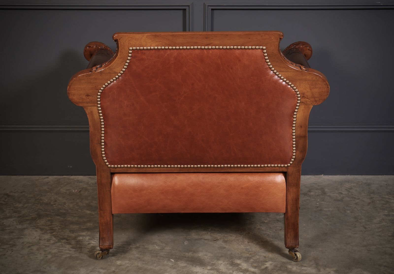 Pair Of Carved Mahogany & Leather Library Armchairs photo 5135.0