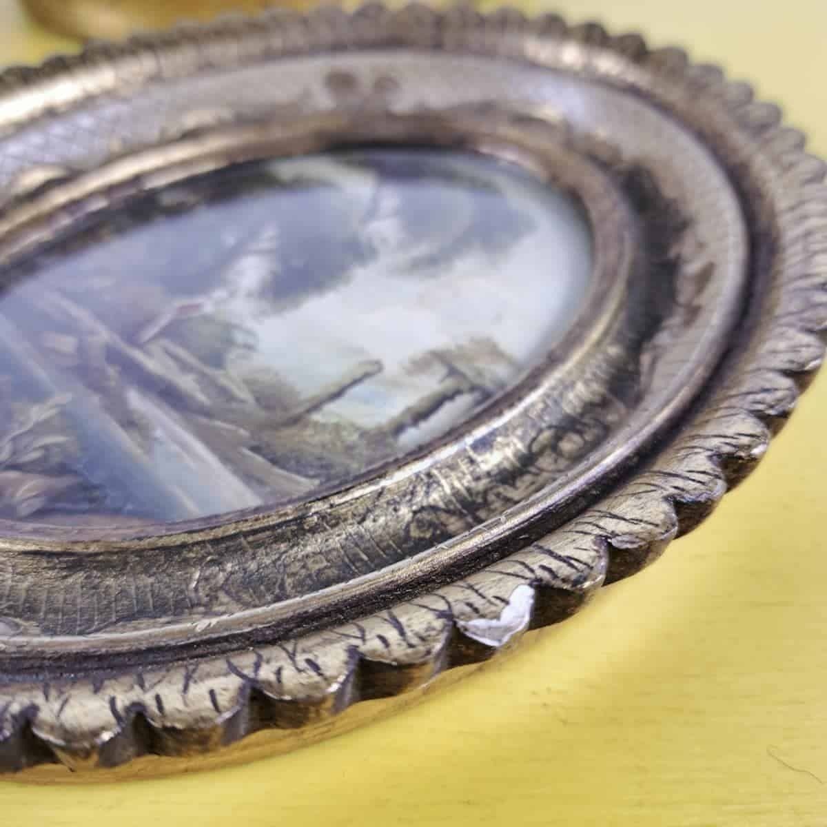 Pair Of Vintage Paintings With Oval Wooden Frame photo 67.0