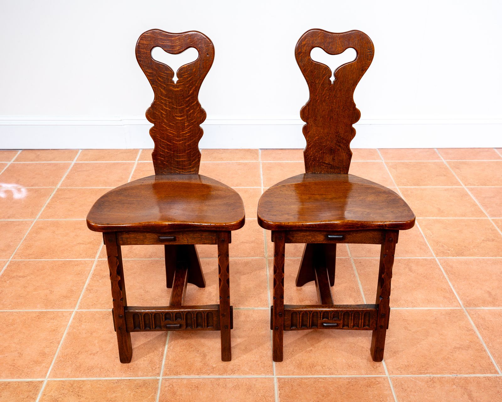 Vintage Arts & Crafts Chairs Pair Hall Side Dining Chairs By Rupert Griffiths Rusti.C Cotswold School Traditiona.L Mission Craftsman Mid Century Mcm photo vintage