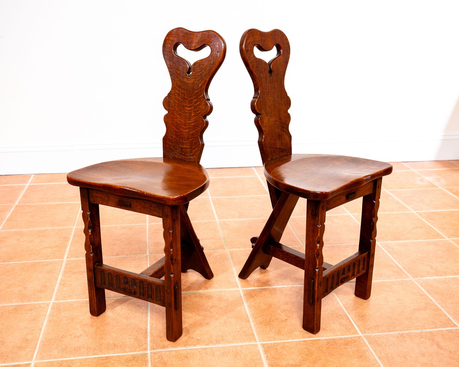 photo buy Vintage Arts & Crafts Chairs Pair Hall Side Dining Chairs By Rupert Griffiths Rusti.C Cotswold School Traditiona.L Mission Craftsman Mid Century Mcm