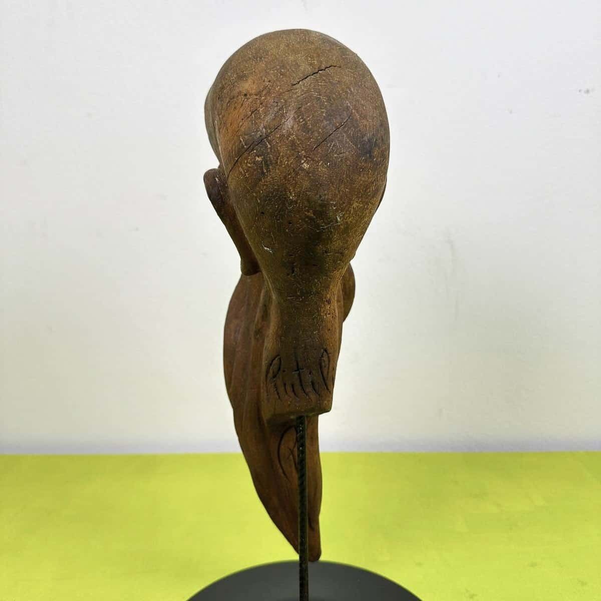 Vintage Sculpture Carved In Wood With Signature Rutilio photo vinterior