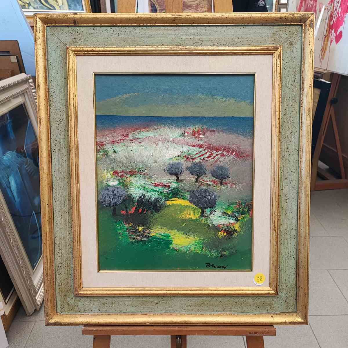 Manilo Baccosi Oil On Canvas 40 X 50 Cm