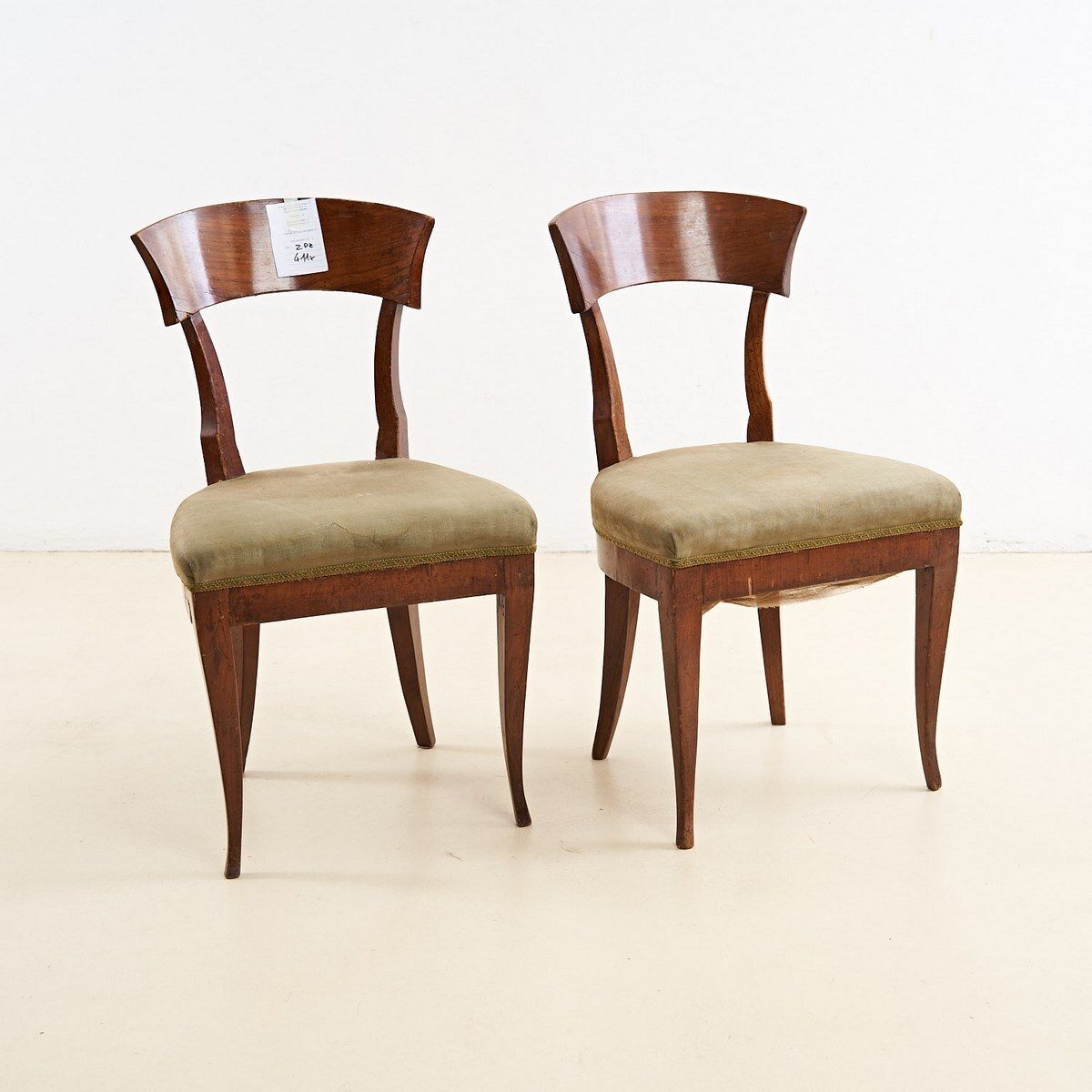 Pair Of Neoclassical Directory Armchairs Early 19th Century In Walnut