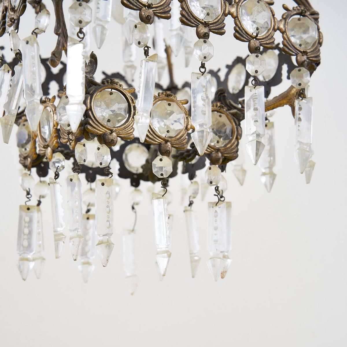 photo furniture 1930s Metal And Glass Chandelier