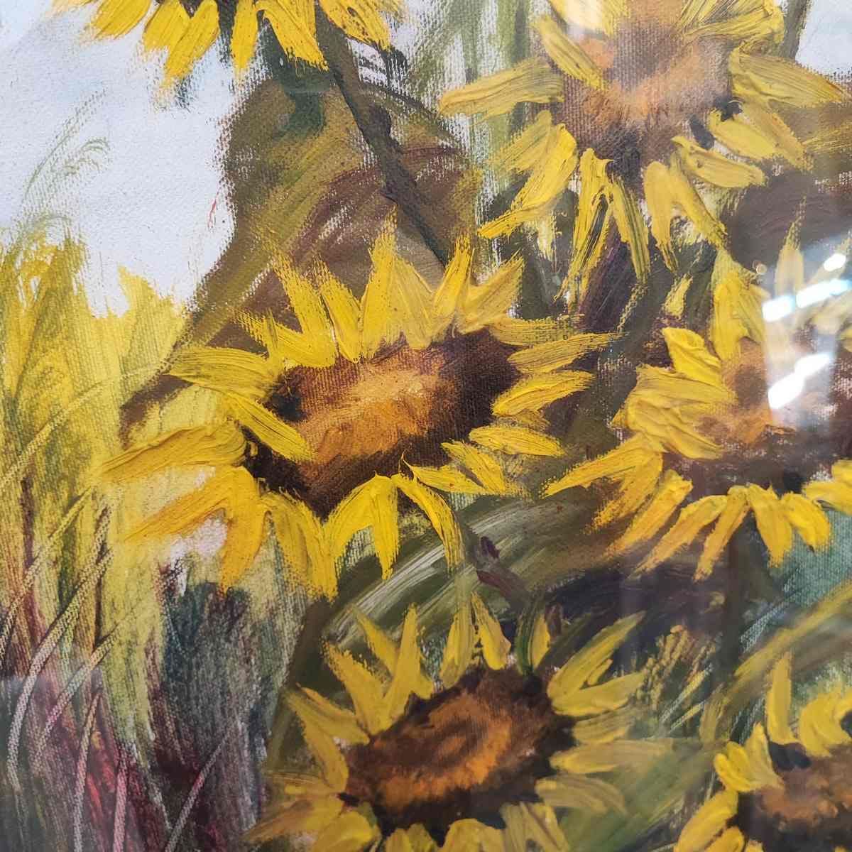 Giovanni Lovetti. Ferrarese Painter Lithography Sunflowers 70×50 Cm photo for sale
