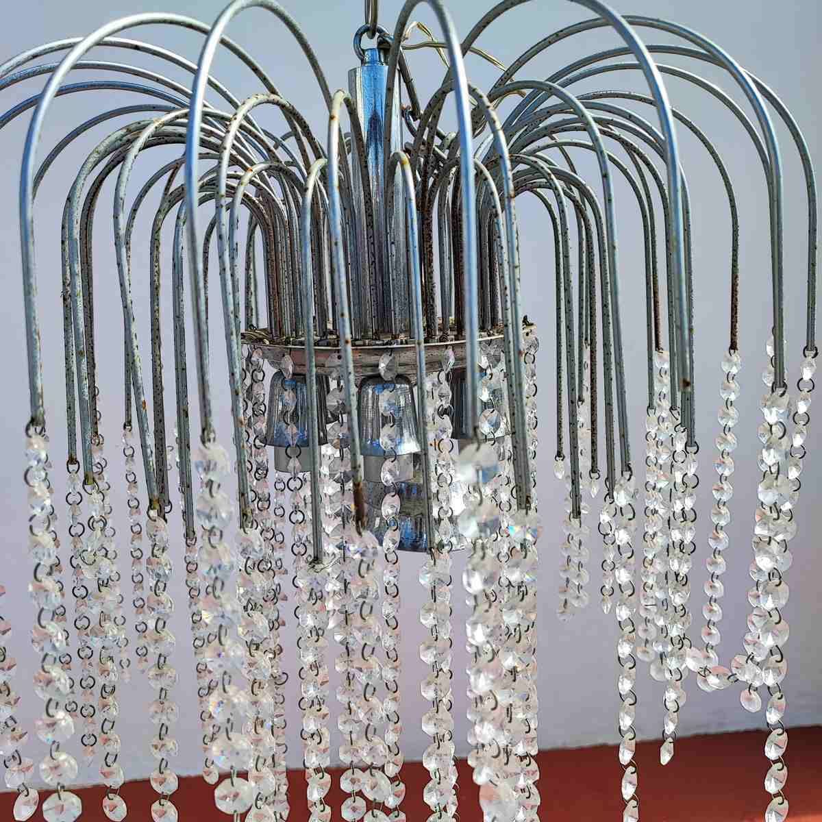 Vintage Chandelier In Metal And Glass Drops photo furniture