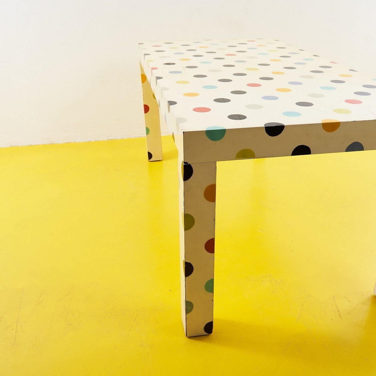 photo furniture Design Table In Laminated Wood With Polka Dots, Seletti Piu Damien Hirst