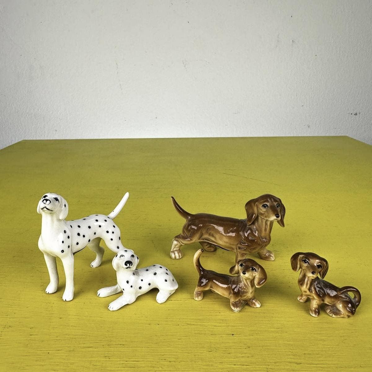 Miniature Bone China Japan Dogs, 5 Pieces