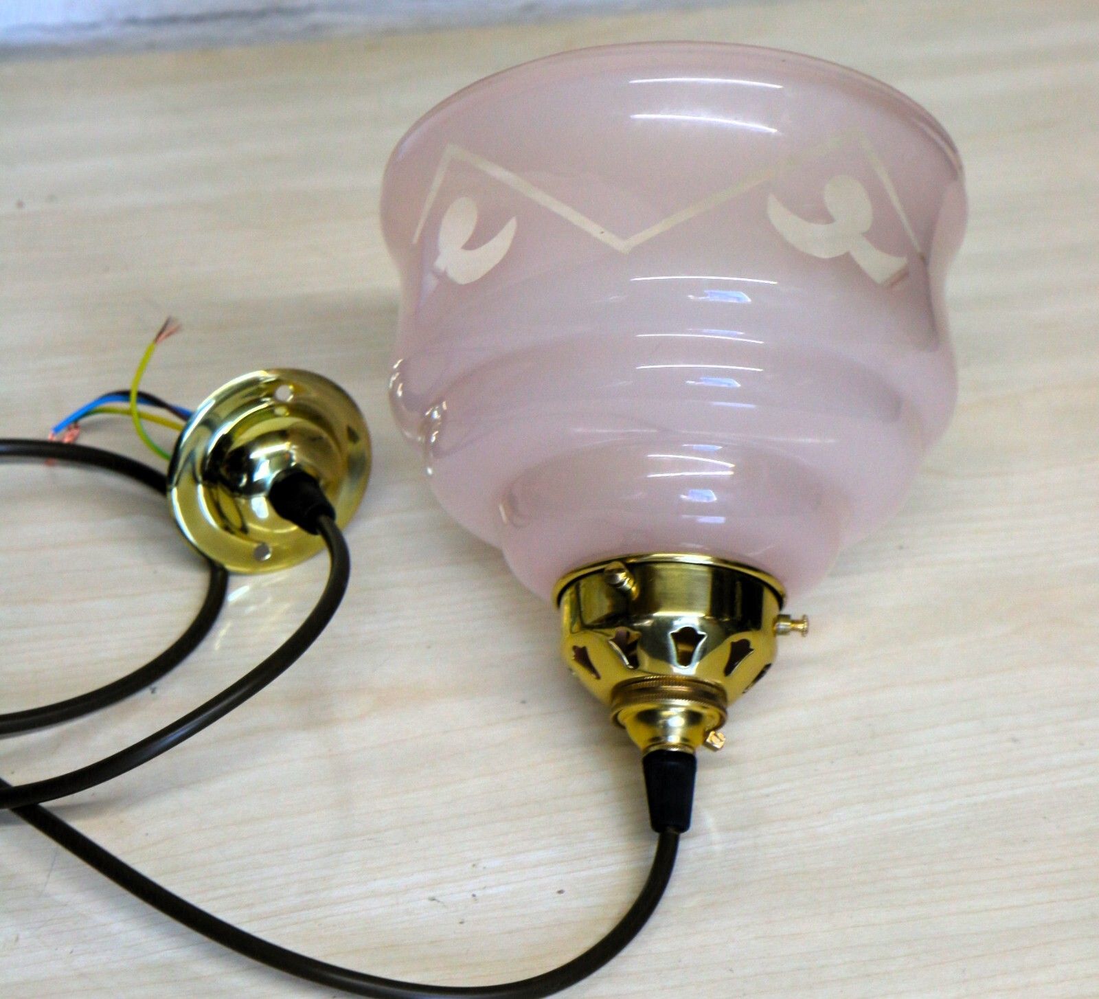 photo furniture Ceiling Light Antique French Cafe Blush Pink Lampshade Etched With New Fittings