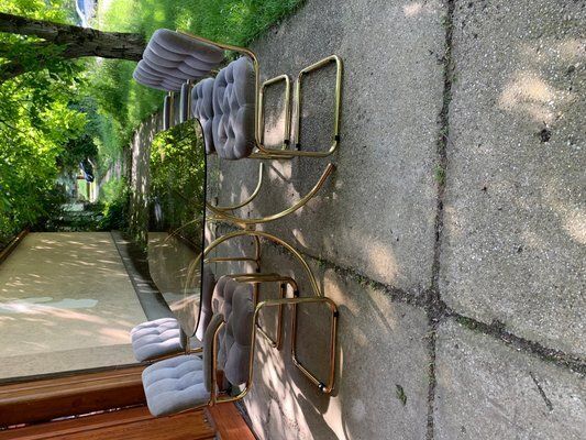 Vintage Italian Dining Chairs And Table In Brass, 1970s, Set Of 5 photo buy