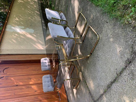 photo vinterior Vintage Italian Dining Chairs And Table In Brass, 1970s, Set Of 5